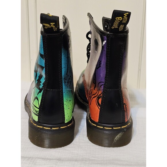 Handpainted Dr Martens Boots by Jeantrix OOAK Art To Wear Wmns 9 Mens 8 EUC - Picture 7 of 10